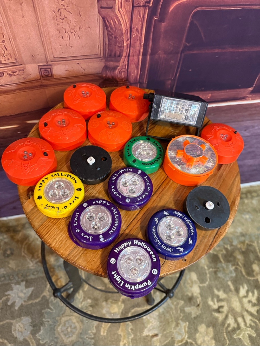 Halloween Lot Pumpkin LED Push Lights - Orange, Purple, Yellow, Green Strobe